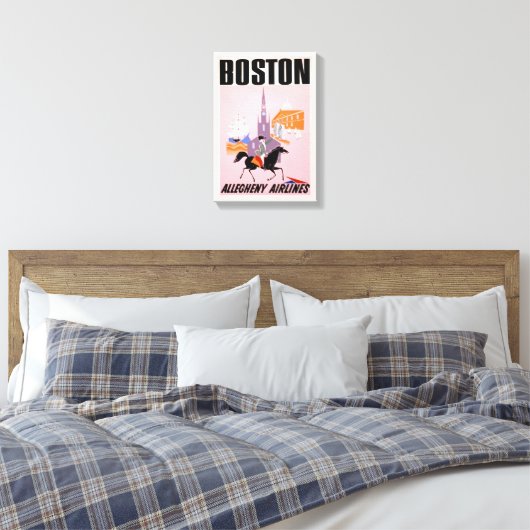 Reisposter voor Allegheny Airlines naar Boston Canvas Afdruk (Insitu (Slaapkamer))