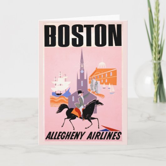 Reisposter voor Allegheny Airlines naar Boston Kaart (Voorkant)