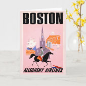 Reisposter voor Allegheny Airlines naar Boston Kaart (Gele Bloem)