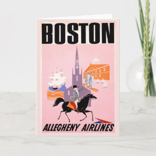 Reisposter voor Allegheny Airlines naar Boston Kaart