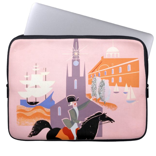 Reisposter voor Allegheny Airlines naar Boston Laptop Sleeve (Voorkant)