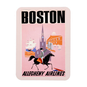 Reisposter voor Allegheny Airlines naar Boston Magneet