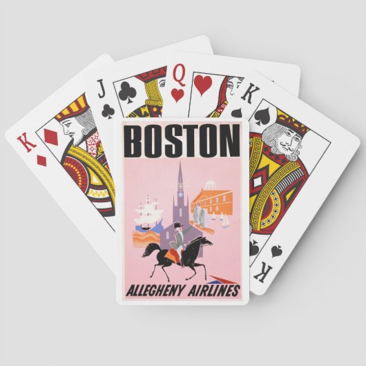 Reisposter voor Allegheny Airlines naar Boston Pokerkaarten (Achterkant)