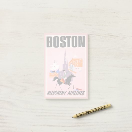 Reisposter voor Allegheny Airlines naar Boston Post-it® Notes (Op bureau)