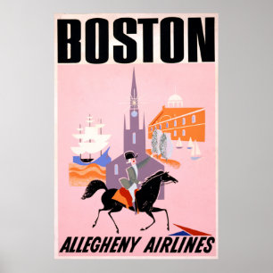 Reisposter voor Allegheny Airlines naar Boston Poster