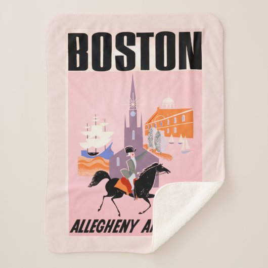 Reisposter voor Allegheny Airlines naar Boston Sherpa Deken (Voorkant)