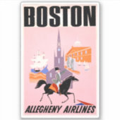 Reisposter voor Allegheny Airlines naar Boston Sticker (Voorkant)