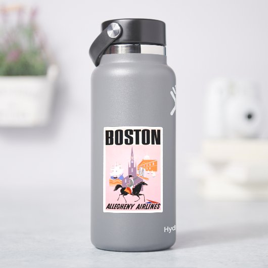 Reisposter voor Allegheny Airlines naar Boston Sticker (HydroFlask)