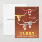 Reisposter voor American Airlines naar Texas Briefkaart (Voorkant / Achterkant)
