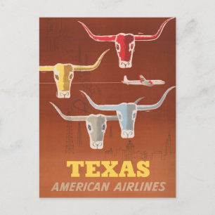 Reisposter voor American Airlines naar Texas Briefkaart