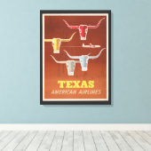 Reisposter voor American Airlines naar Texas Canvas Afdruk (Insitu (Houten vloer))