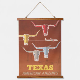 Reisposter voor American Airlines naar Texas Hangend Wandkleed