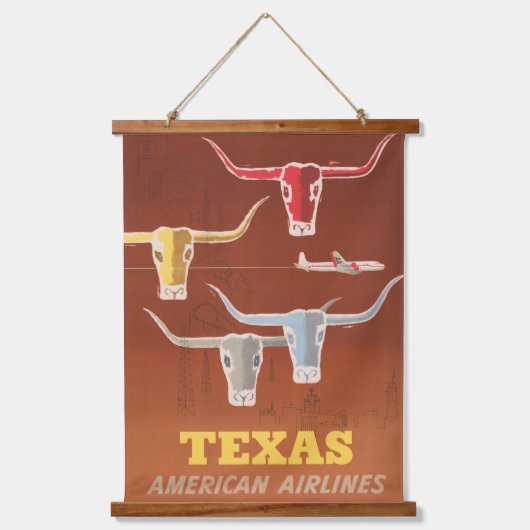 Reisposter voor American Airlines naar Texas Hangend Wandkleed (Voorkant)