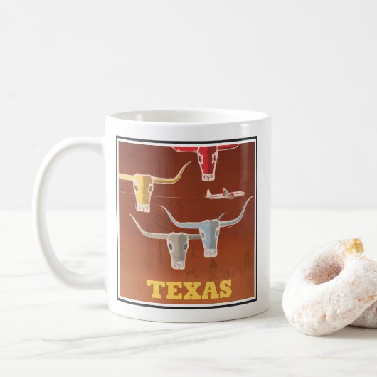 Reisposter voor American Airlines naar Texas Koffiemok (Met donut)
