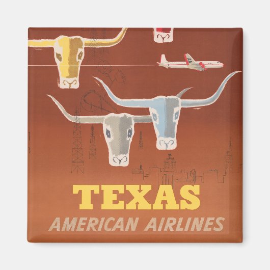 Reisposter voor American Airlines naar Texas Magneet (Voorkant)
