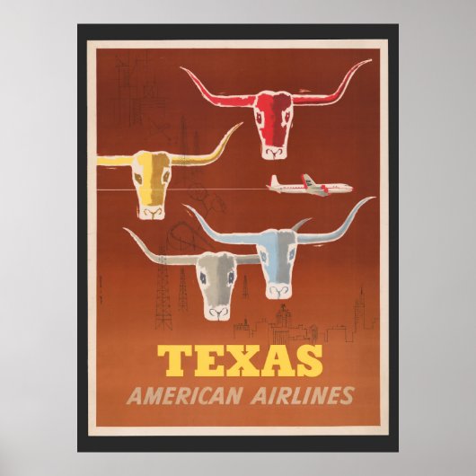 Reisposter voor American Airlines naar Texas Poster (Voorkant)