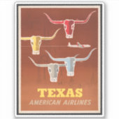 Reisposter voor American Airlines naar Texas Sticker (Voorkant)