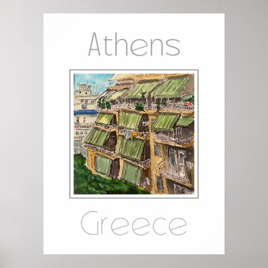 Reisposter voor Athene Griekenland Poster (Voorkant)