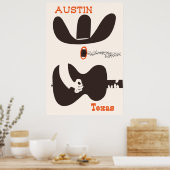 Reisposter voor Austin, Texas. Poster (Keuken)