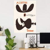 Reisposter voor Austin, Texas. Poster (Thuiskantoor)