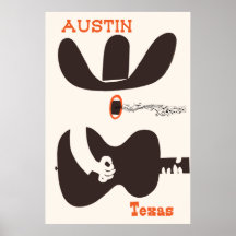 Reisposter voor Austin, Texas.