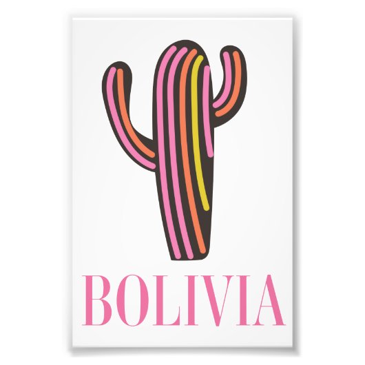 reisposter voor bolivia cactus foto afdruk (Voorkant)