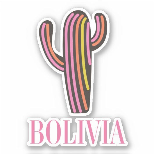 reisposter voor bolivia cactus sticker (Voorkant)