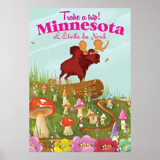 Reisposter voor Cartoon Minnesota Poster (Voorkant)