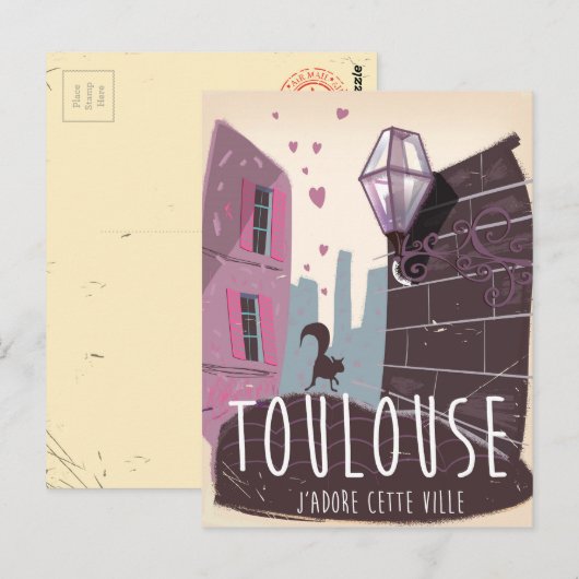 Reisposter voor cartoon Toulouse Frankrijk Briefkaart (Voorkant / Achterkant)