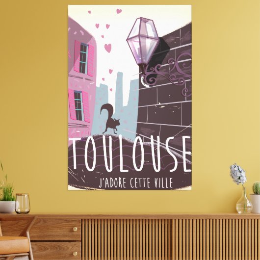 Reisposter voor cartoon Toulouse Frankrijk Canvas Afdruk (Insitu (Woonkamer))