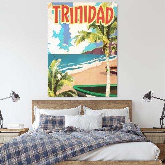 Reisposter voor cartoon uit Trinidad Canvas Afdruk (Insitu (Slaapkamer))