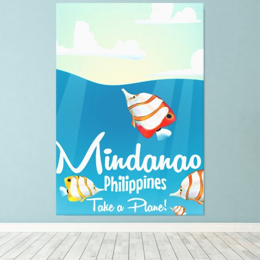 Reisposter voor cartoon van filipijnen Mindanao Canvas Afdruk (Insitu (Houten vloer))