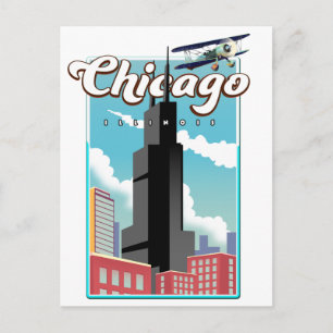 Reisposter voor Chicago Illinois USA Briefkaart
