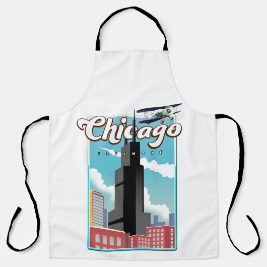 Reisposter voor Chicago Illinois USA Schort (Voorkant)