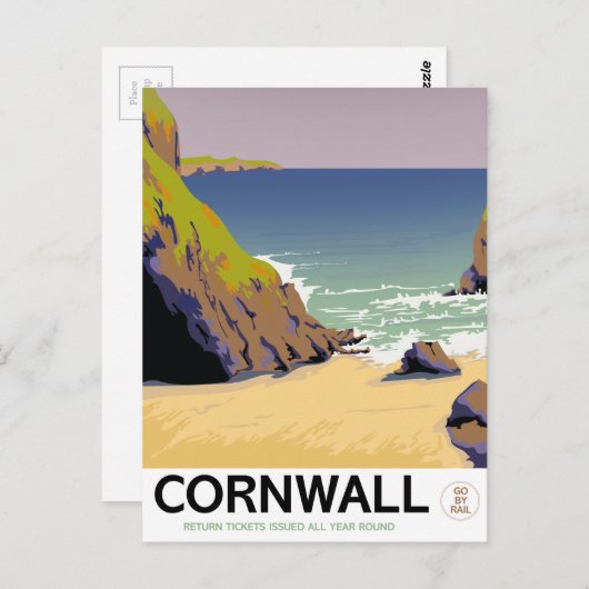 Reisposter voor Cornwall stijl. Briefkaart (Voorkant / Achterkant)
