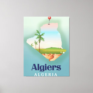 Reisposter voor de Algerijnse kaart Canvas Afdruk