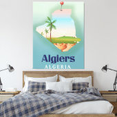 Reisposter voor de Algerijnse kaart Canvas Afdruk (Insitu (Slaapkamer))