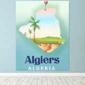 Reisposter voor de Algerijnse kaart Canvas Afdruk (Insitu (Houten vloer))