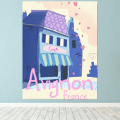 Reisposter voor de cartoon van Avignon France Canvas Afdruk (Insitu (Houten vloer))