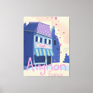 Reisposter voor de cartoon van Avignon France Canvas Afdruk