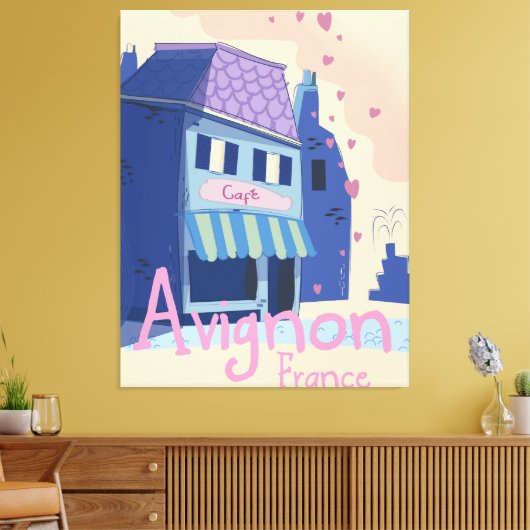 Reisposter voor de cartoon van Avignon France Canvas Afdruk (Insitu (Woonkamer))