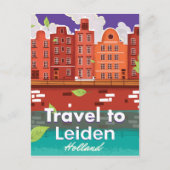 Reisposter voor de cartoon van Leiden Holland Briefkaart (Voorkant)