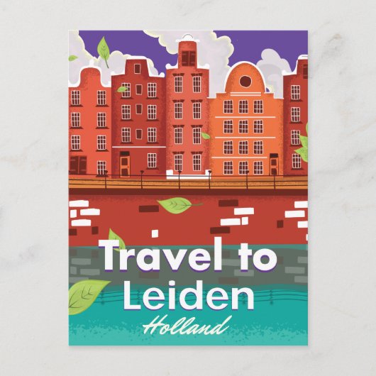 Reisposter voor de cartoon van Leiden Holland Briefkaart (Voorkant)