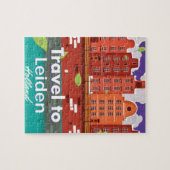 Reisposter voor de cartoon van Leiden Holland Legpuzzel (Horizontaal)