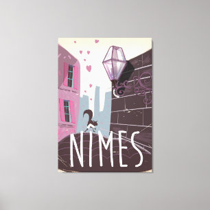 Reisposter voor de Cartoon van Nîmes France Canvas Afdruk