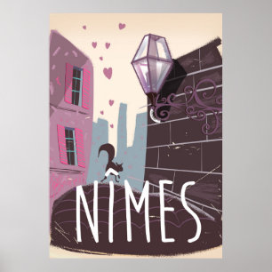 Reisposter voor de Cartoon van Nîmes France Poster