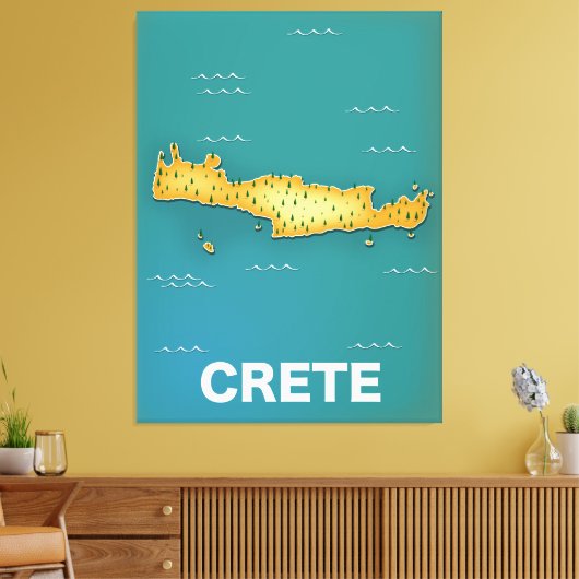 Reisposter voor de kaart van Kreta Canvas Afdruk (Insitu (Woonkamer))