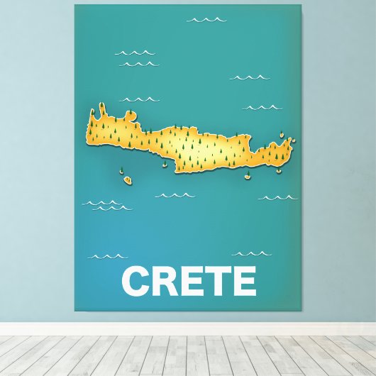 Reisposter voor de kaart van Kreta Canvas Afdruk (Insitu (Houten vloer))