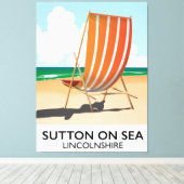 Reisposter voor de kust van Sutton on Sea. Canvas Afdruk (Insitu (Houten vloer))