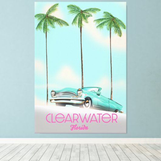 Reisposter voor de  stijl Clearwater Florida Canvas Afdruk (Insitu (Houten vloer))